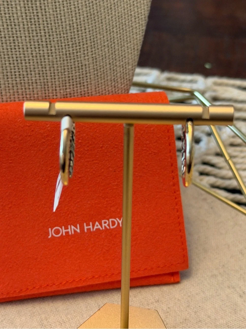 John Hardy 14k Yellow Gold & Sterling Silver Essential Hoop Earrings-22mm-NWT
